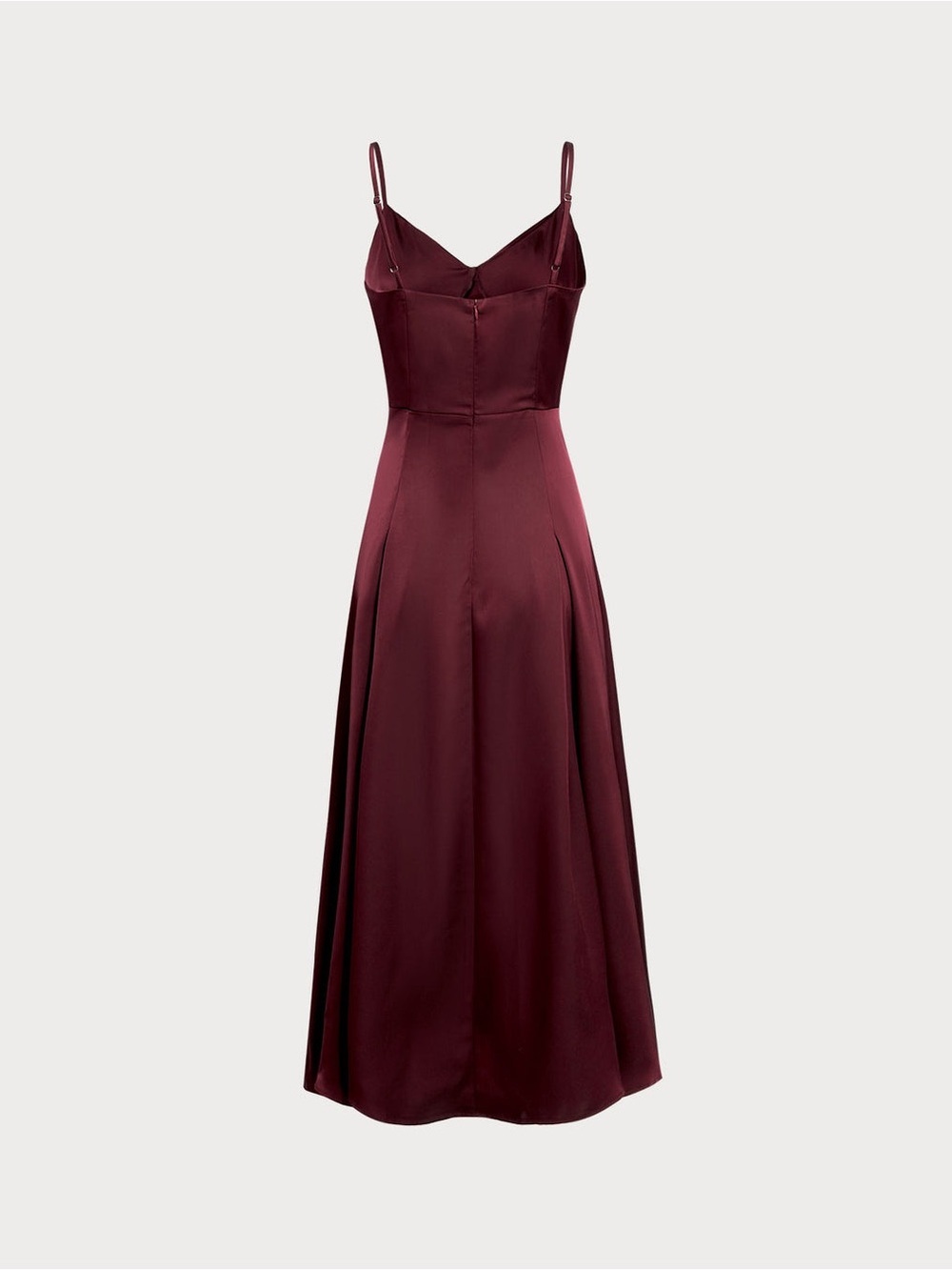 Satin Slip Midi Dress in Deep Burgundy - Picture 4 of 5